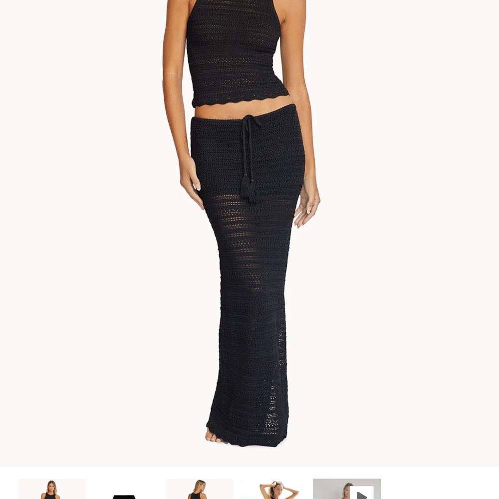 PQ Swim Black Ribbed Maxi Pencil Skirt